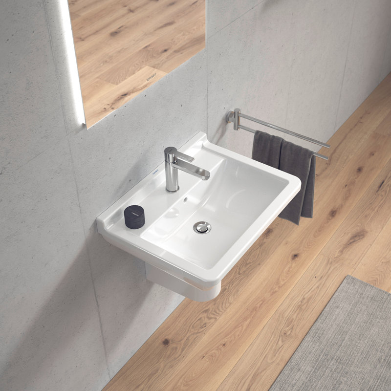 Duravit Starck 3 Ceramic 24" Wall Mount Bathroom Sink with Overflow, Single