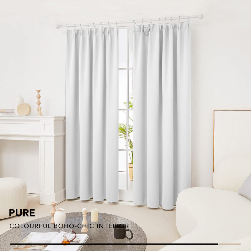 Prajit Blackout Curtain Pair, Grey, 46cm Width x 138cm Drop
