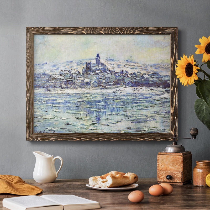 «View Of Vetheuil, Ice Floes», 1881, reproduction d'art sur toile, H 14 po x l 20 po, Noyer