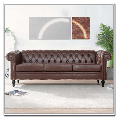 83.66 Inch Width Traditional Square Arm Sofa