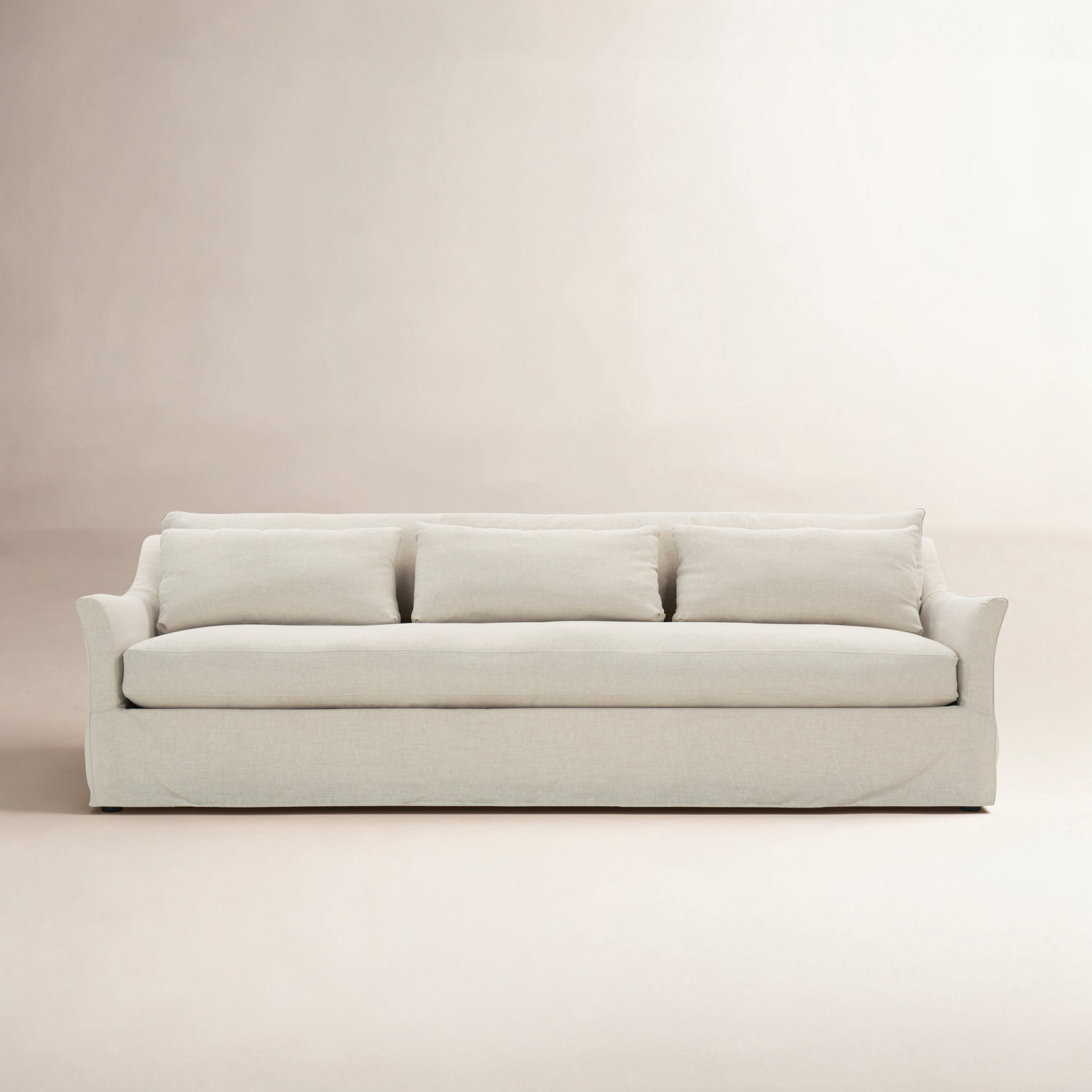 Stavro 110" Linen Sofa, 35"H x 85"W x 41"D, Cream