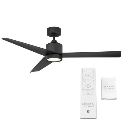 54" Lotus 3 - Blade Outdoor Smart Ceiling Fan with Remote Control and LED Light Kit Included, Works With Alexa and iOS or Android App