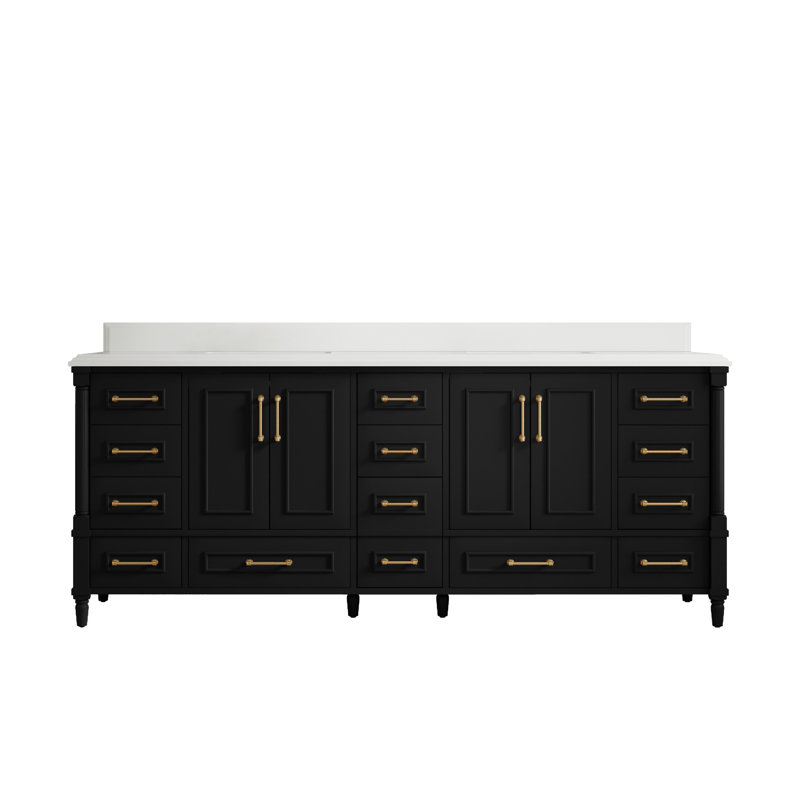Aberdeen Bathroom Vanity, White, Carrara Marble