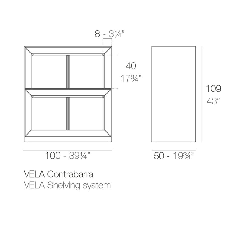 Vela 43" H x 39.25" W x 19.75" D Shelving Unit, Anthracite