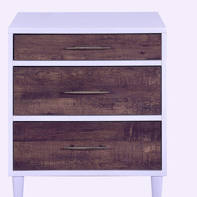 White and weathered oak 3-drawer dressing table