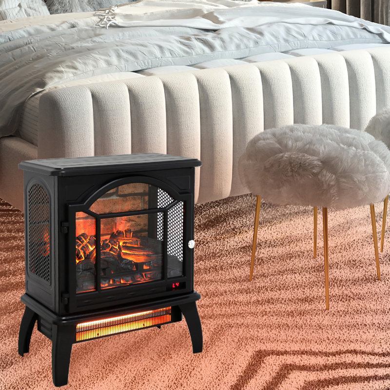 Foyer électrique infrarouge 3D Flame - 18 pouces, 1500 W, / Ul, 4 lumières réglables, chaleur portative 1500 W, 400 pieds carrés Pi. Chauffage, fonction de minuterie, verre trempé