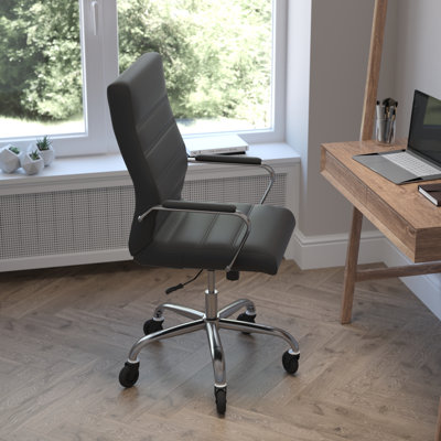High Back Executive Swivel Office Chair with Frame, Arms, and Transparent Roller Wheels