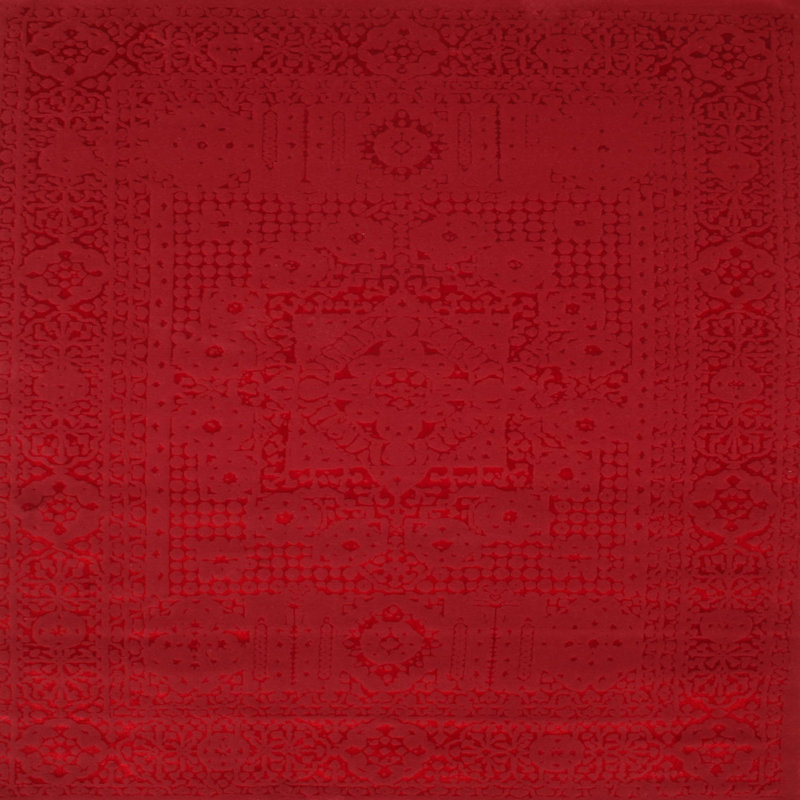 Tapis de zone rouge contemporaine, Carré 4 pi
