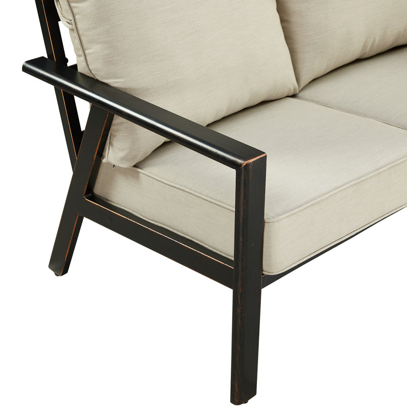 53.15'' Wide Straight Aluminum Loveseat with Cushions, Light Gray