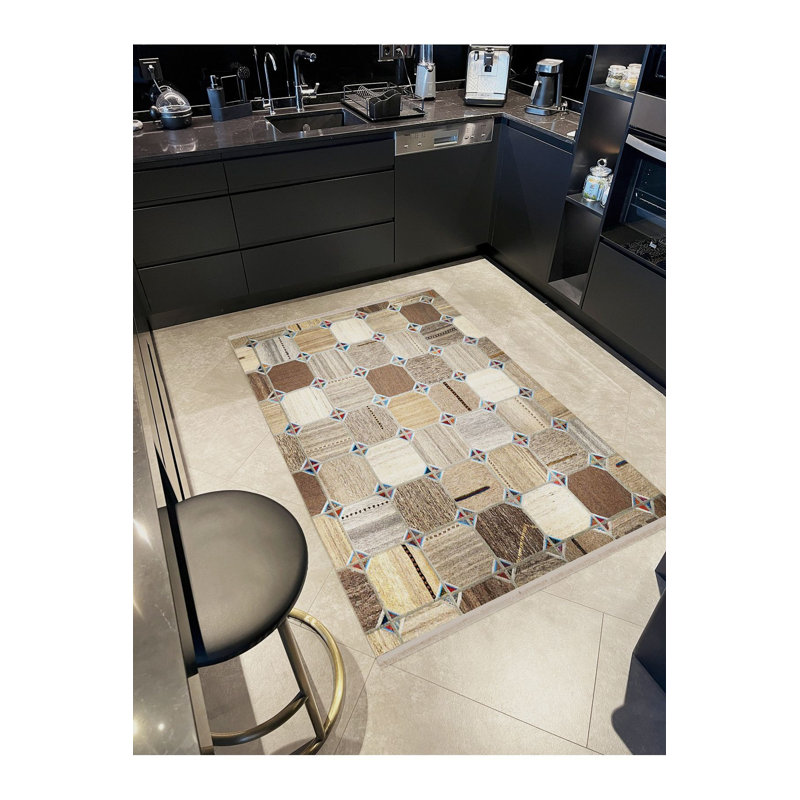 Tapis décoratif multicolore à motif tressé Northern Collection, Rectangle 3 pi 3 po x 4 pi 11 po 