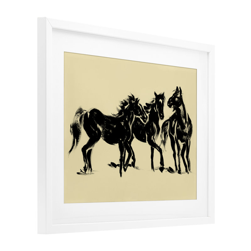 «Horses in Motion Study», reproduction encadrée sous verre, conception de Victoria Barnes, H 13 po x l 16 po, Blanc