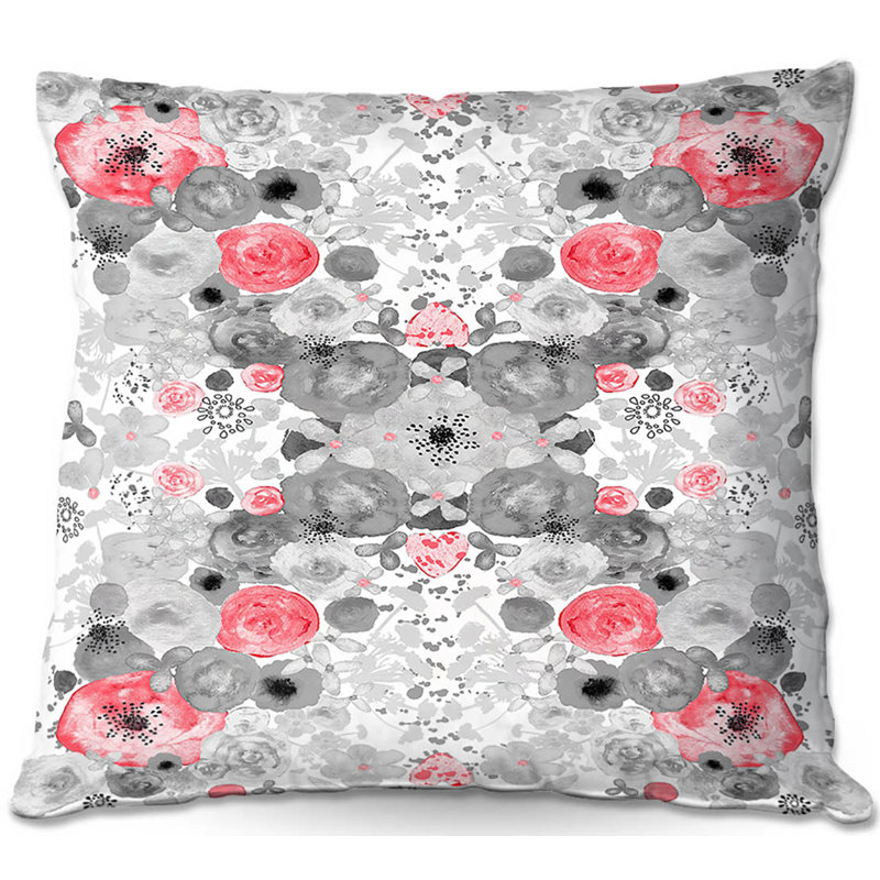  Coussin Couch, 16 po x 1 po, Gris et rouge