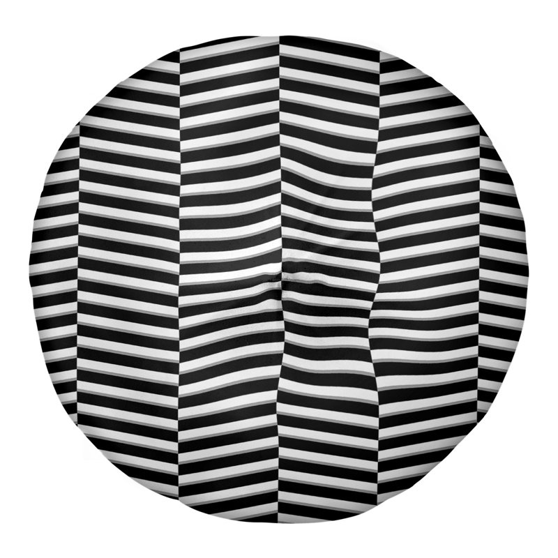 Coussin de sol à rayures fracturées, 26 po x 26 po, Noir / Blanc