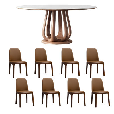 Nordic round rock plate dining table and chair set