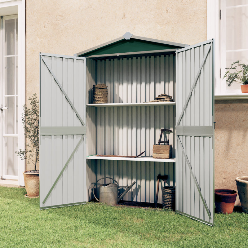 Vidaxl Garden Shed 45.7"X17.7"X68.9" Galvanized Steel, Green