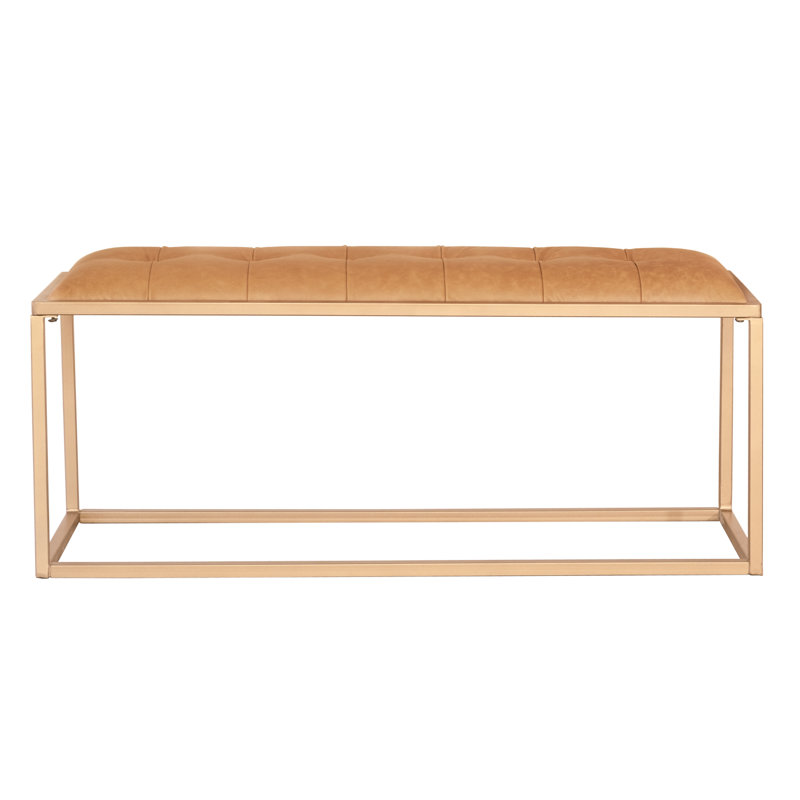 Banc de chambre rembourré 43 po brun et doré