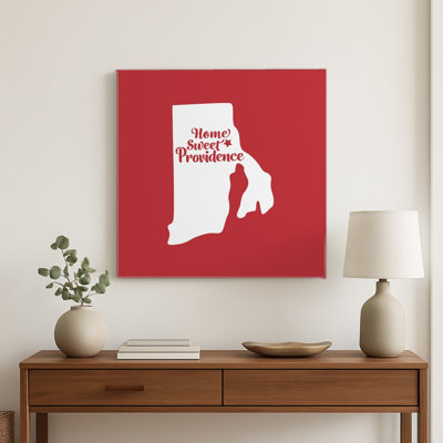 Douce Providence — Silhouette de l'État du Rhode Island — Décoration murale carrée en métal