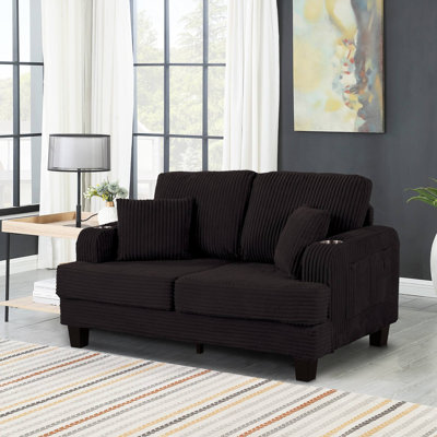 Causeuse contemporaine l 61,4 po, noir