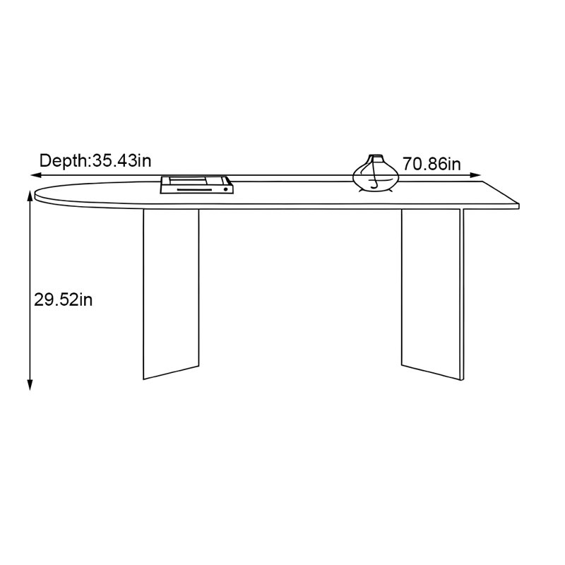 Table de roche simple en bois massif noir, H 29,52 po x L 70,86 po x l 35,43 po