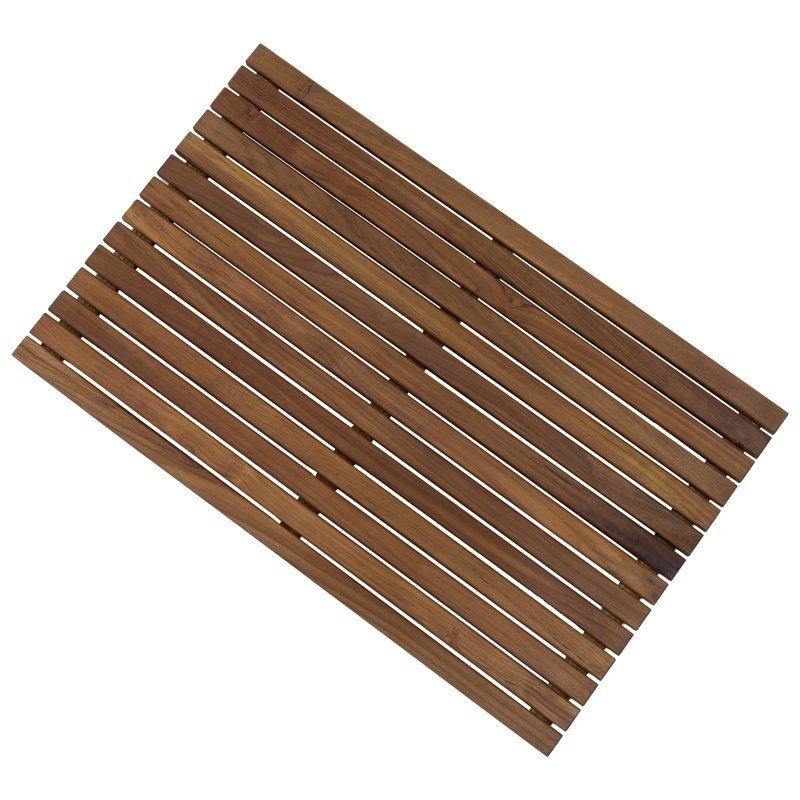 Tapis de douche en teck massif - Tapis de bain à lattes d'inspiration spa