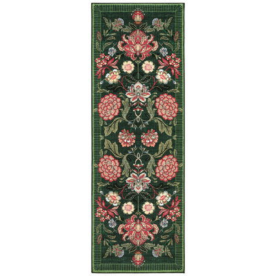 Floral Machine Washable Area Rugs for Living Room Bedroom Soft Non-Slip Vintage Dining Room Rug Low Pile Botanical Floor Carpet for Kids Room Classroom
