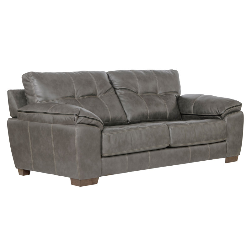  Zyira 97'' Pillow Top Arm Sofa, Steel Faux Leather