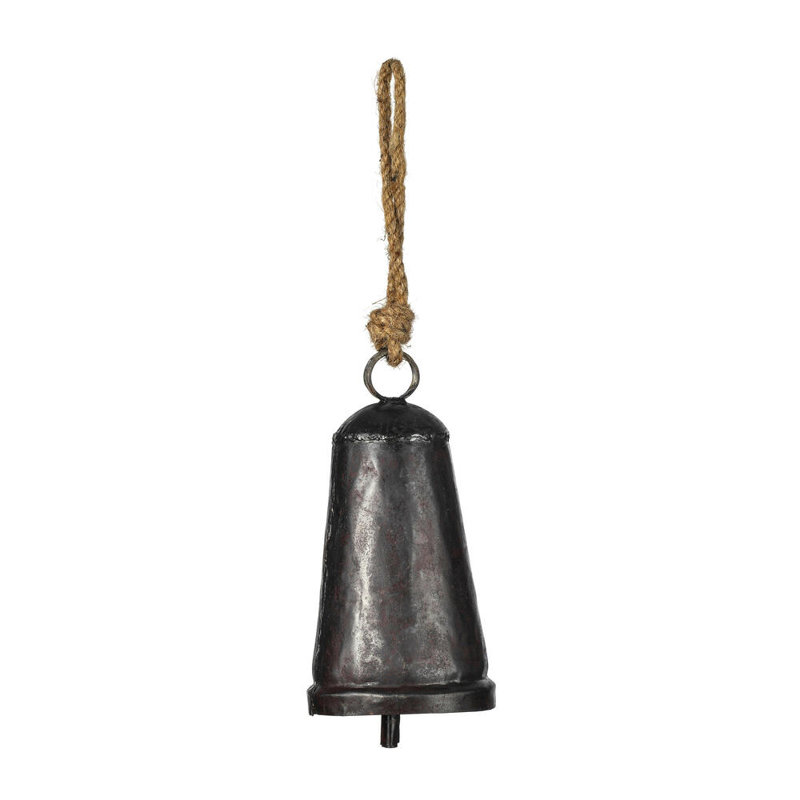 Vickerman 8" Matte Gunmetal Country Bell Ornament on Jute Cord. Includes 2 pieces per bag.