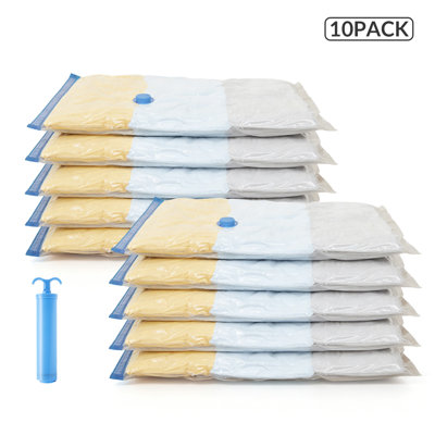 Paquet de 10 sacs de rangement sous vide à pression moyenne avec pompe à main, 27,5 po x 19,5 po, sacs à fermeture à glissière hermétique à double fermeture éclair pour les vêtements, les couvertures, les édredons et le rangement saisonnier