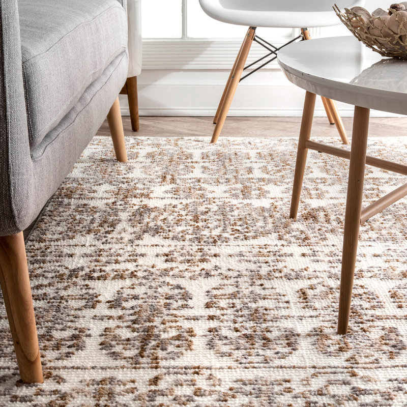 Tapis beige à motif géométrique Sedgwick, Rectangle 4 pi x 6 pi