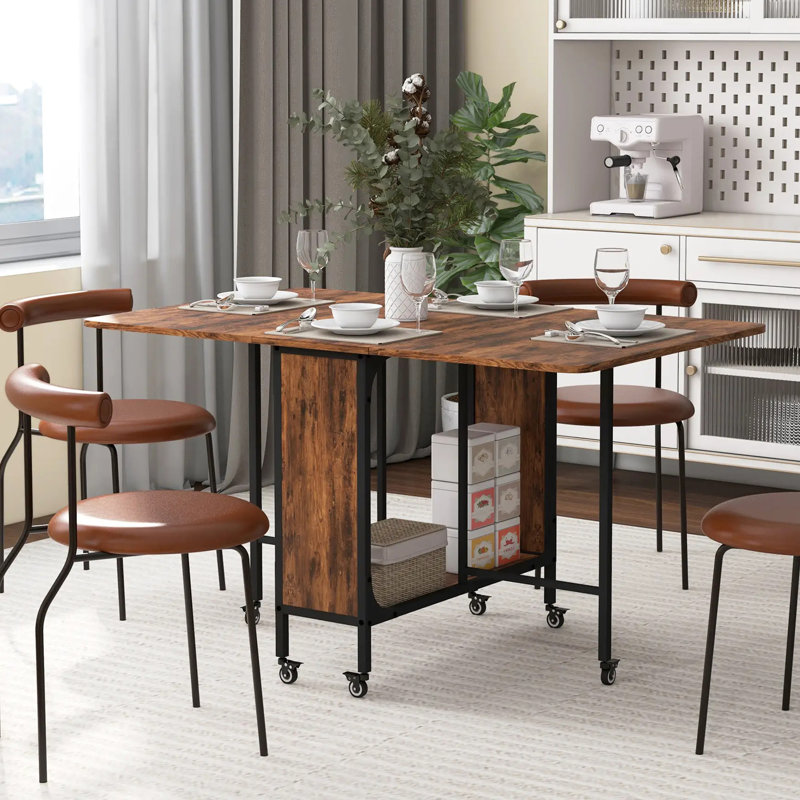 Ahniyah Metal Base Dining Table, Rustic Brown