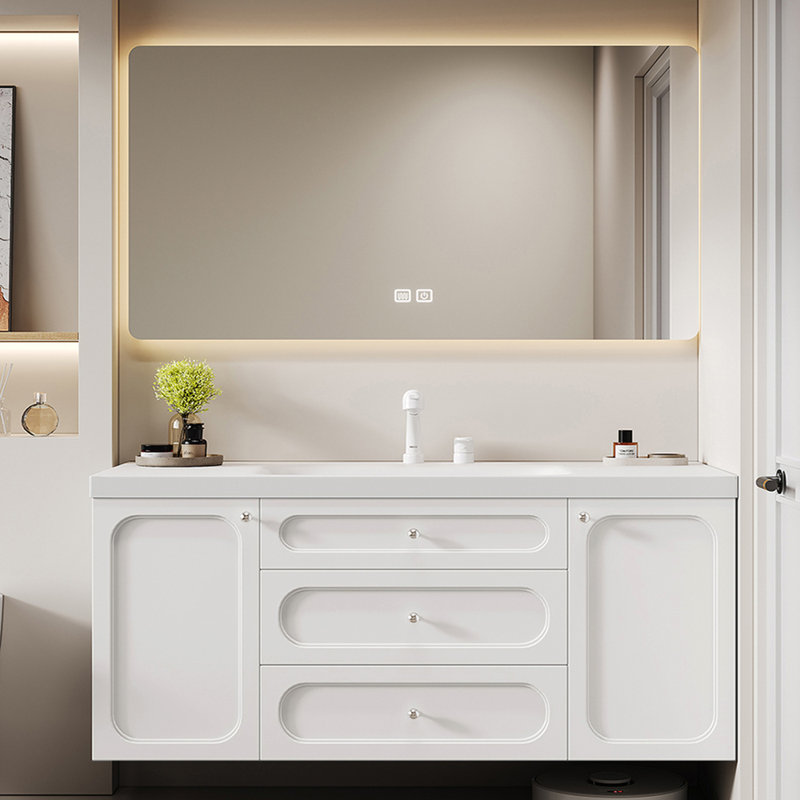Nordic style simple bathroom cabinet, 19.7" H x 55.1" W x 21.7" D, White