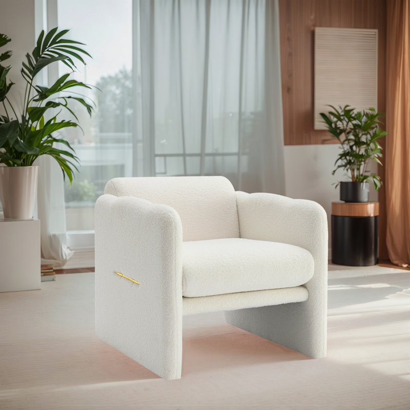Fauteuil d'appoint 28,24 "Waved Arms, Polyester blanc