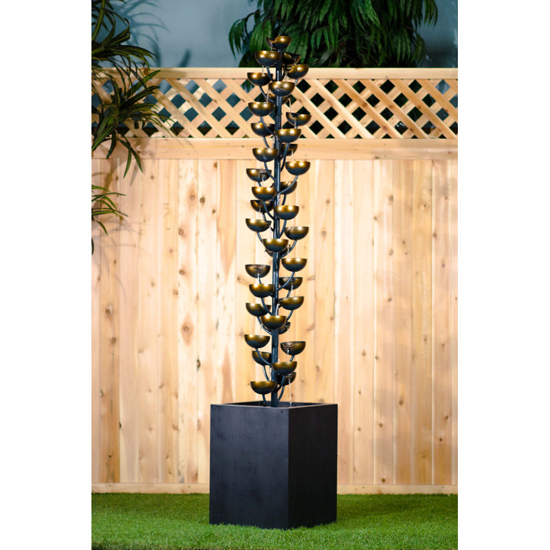 Metal Cascade Fountain, 74" H x 14" W x 14" D