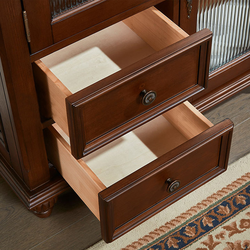 Buffet en bois de noyer massif, H 37,01 po x L 38,98 po x l 14,57 po