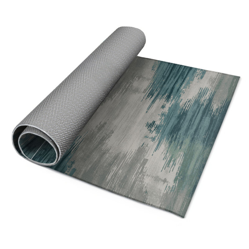 Watercolor Gray Indoor and Outdoor Area Rug, Rectangle 3' x 5'