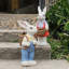 Statue de lapin simulé en couple, sculpture de jardin en résine de 17 po, décoration extérieure durable et résistante aux intempéries, idéale pour la cour et la maison