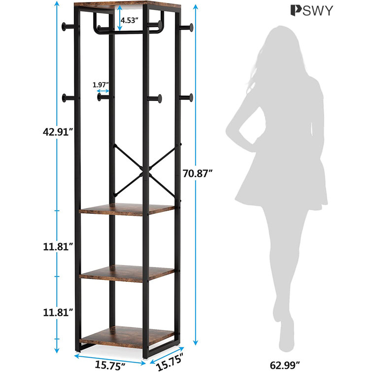 64.86 inch Height Freestanding 8 Hook Rotatable Coat Stand 17 Stories