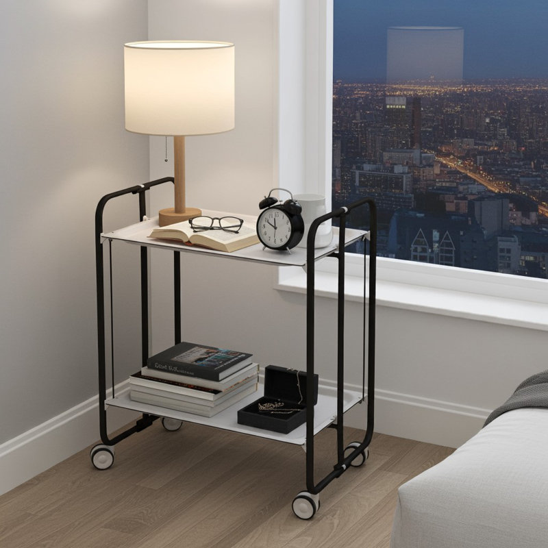 Mald Serving Cart, White, Black
