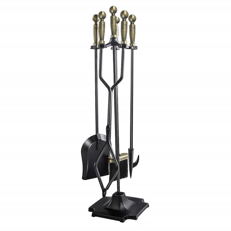 Ensemble d'outils de foyer en fer 5 pièces Terrence, Bronze