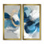 Abstrait tourbillon dans des tons bleus et blancs - art mural encadré, impression sur toile bleu minimaliste 2 pièces