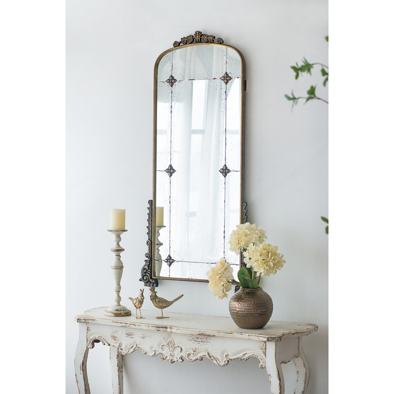 Miroir arqué 24 "x 48,5" doré antique avec cadre en métal, miroir pleine longueur pour vestibule de salle de bain de salon