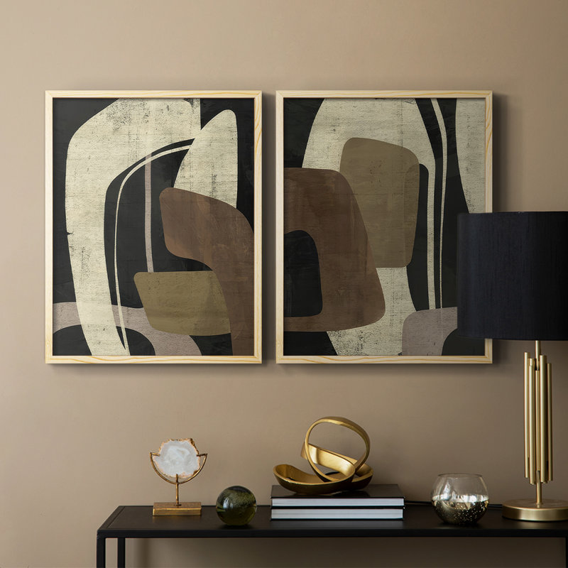 «Retro Form Collage I», reproduction encadrée de qualité supérieure - prête à être accrochée - aucun clou requis