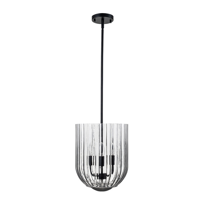 Luminaire bol suspendu en verre 3 lumières, Noir mat
