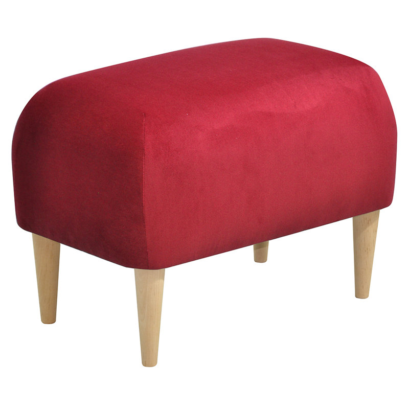 Jupi 60cm Wide Rectangle Solid Colour Footstool Ottoman, Red