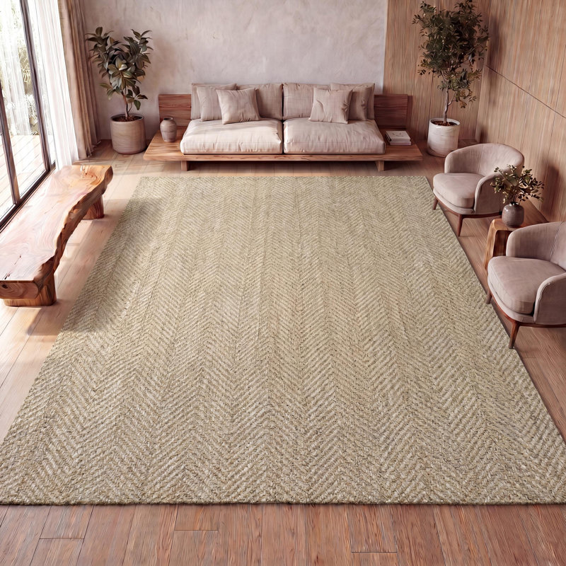 Tapis ivoire tissé à la main Helia, Rectangulaire 3 pi x 5 pi
