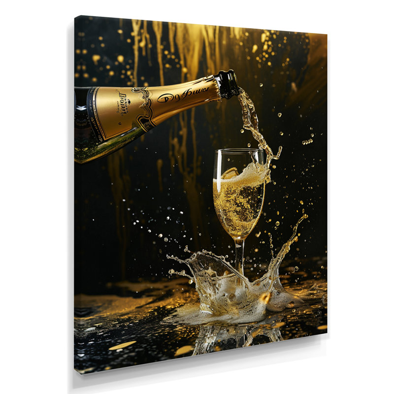 Fashion Bubble Celebration I - décoration murale vin et champagne, Toile tendue, H 44 po x l 34 po x P 1,5 po