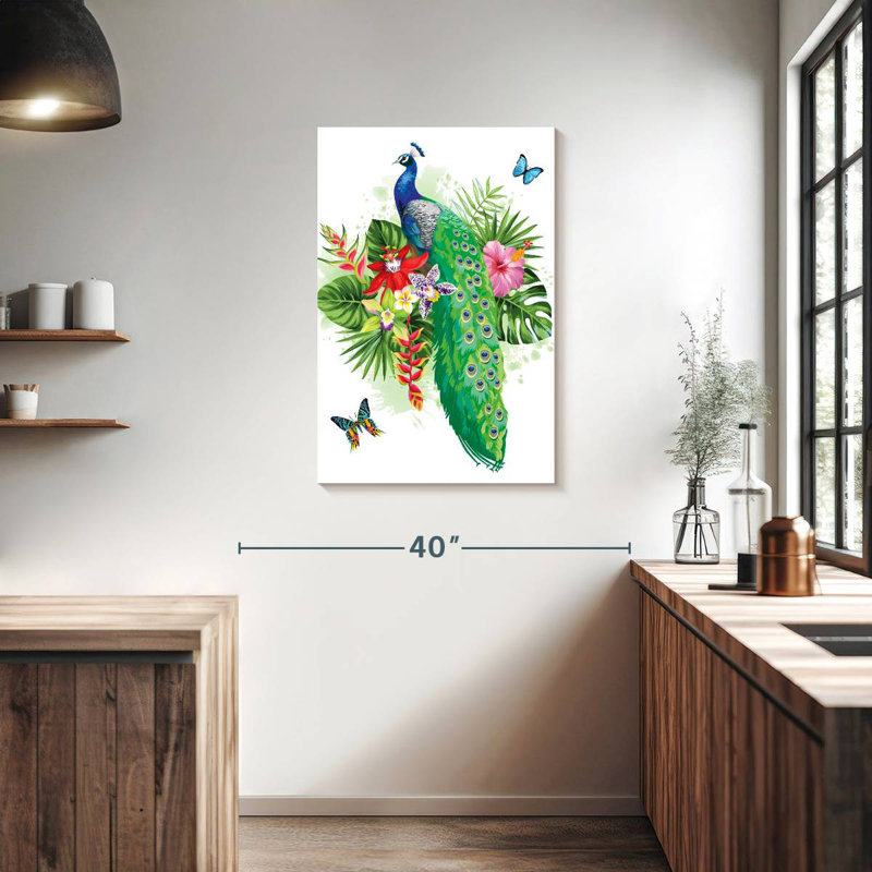 Brampt Tropical Blue Peacock, 36" H x 24" W