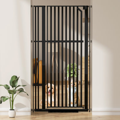 63" Extra Tall Pet Gate, Width Adjustable Pressure Mounted Cat Gate Auto-Close Dog Gate
