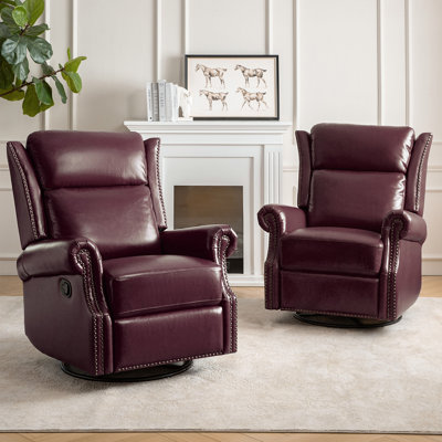 Fauteuil inclinable oscillant et berçant en cuir ciré Hayliee Kelly Clarkson Home (ensemble de 2)