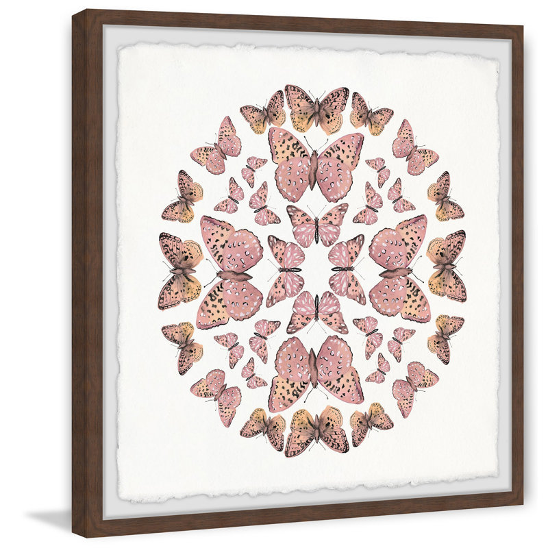 Pink Butterfly Circles by Marmont Hill - Single Picture Frame Print, 41cm H x 41cm W